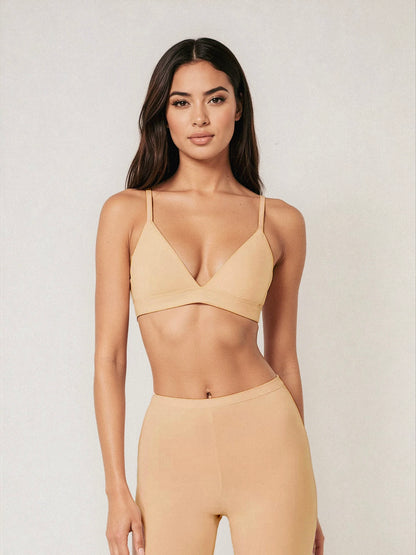 organic cotton triangle bra - beige