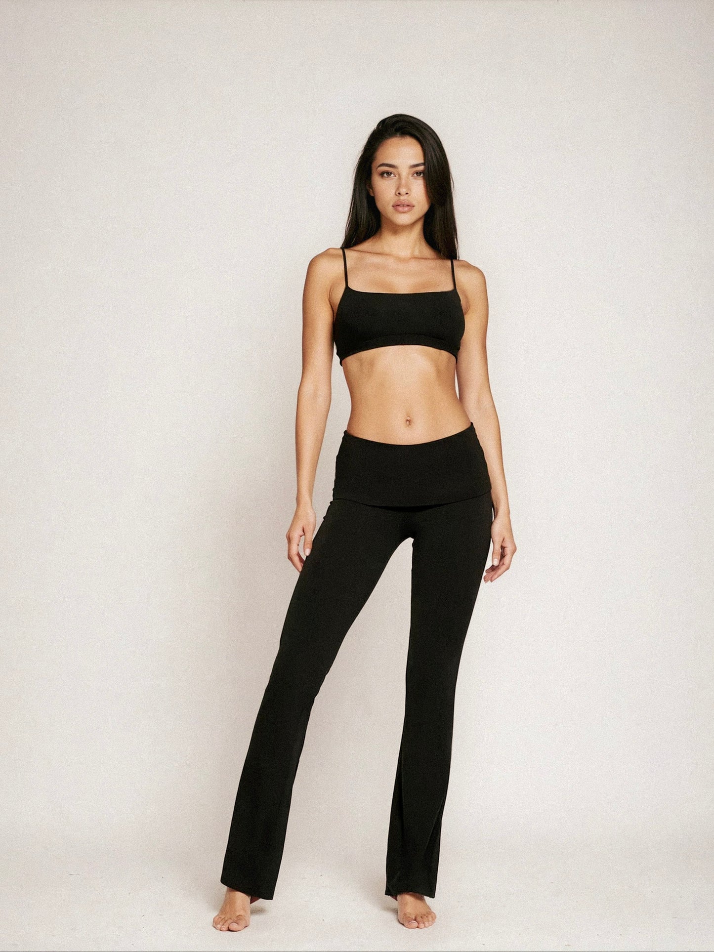 organic cotton flared pants - black