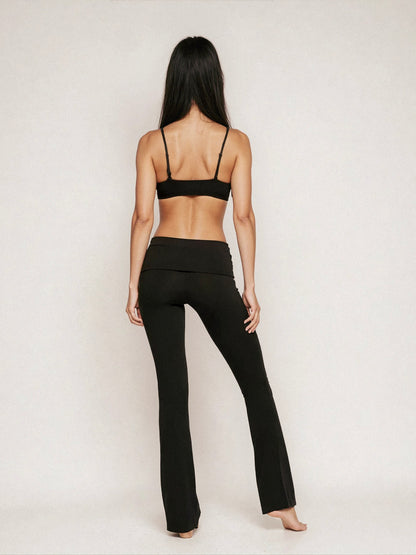 organic cotton flared pants - black