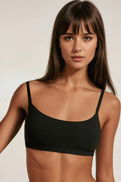 organic cotton scoop bra - black